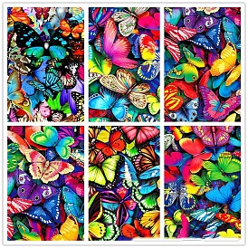 DIY Rectangle Butterfly Pattern Diamond Painting Kits, Including Canvas, Resin Rhinestones, Diamond Sticky Pen, Tray Plate and Glue Clay