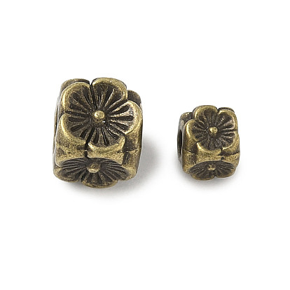 Сплавочные овальные бусины тибетского стиля , куб с цветочным узором, без кадмия и без свинца