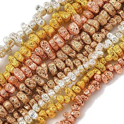 Electroplated Natural Lava Rock Beads Strands, Chip