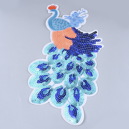 Computerized Embroidery Cloth Iron on/Sew on Patches, with Paillette/Sequins, Appliques, Costume Accessories, Peacock