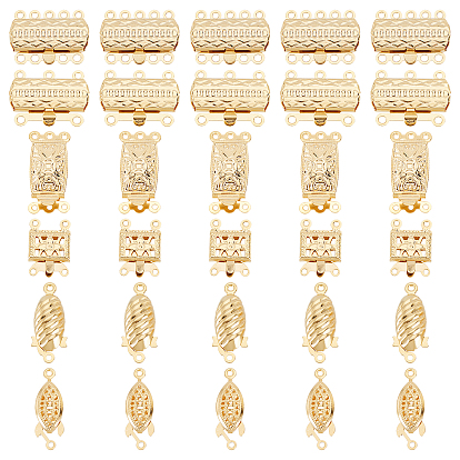 30 наборы 6 стили 304 застежки-коробки из нержавеющей стали, многожильные застежки, разнообразные