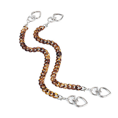 2шт. акриловые цепочки-удлинители для сумок, с поворотными застежками сплава, сердце, платина