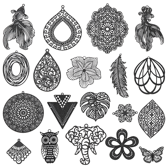 38 шт. 19 стильная окраска распылением 430 большие подвески из нержавеющей стали, гравированные металлические украшения, очарование смешанной формы