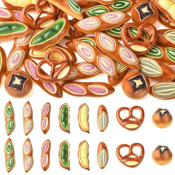 40Pcs Resin Cabochons, Bread