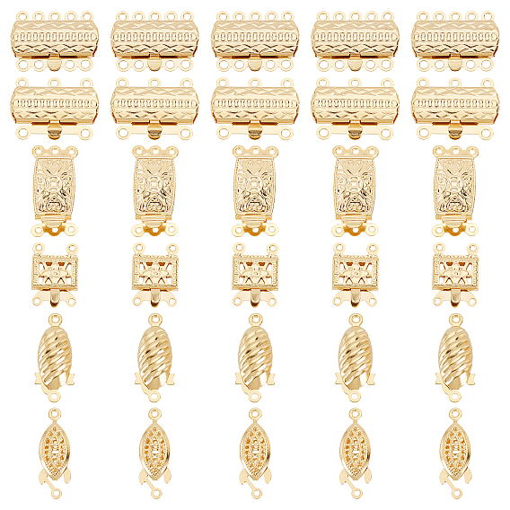 30 наборы 6 стили 304 застежки-коробки из нержавеющей стали, многожильные застежки, разнообразные