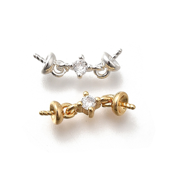 Латунный микро-паве кубический кубик циркония жемчужина, за половину пробурено бисера, без кадмия, без никеля и без свинца