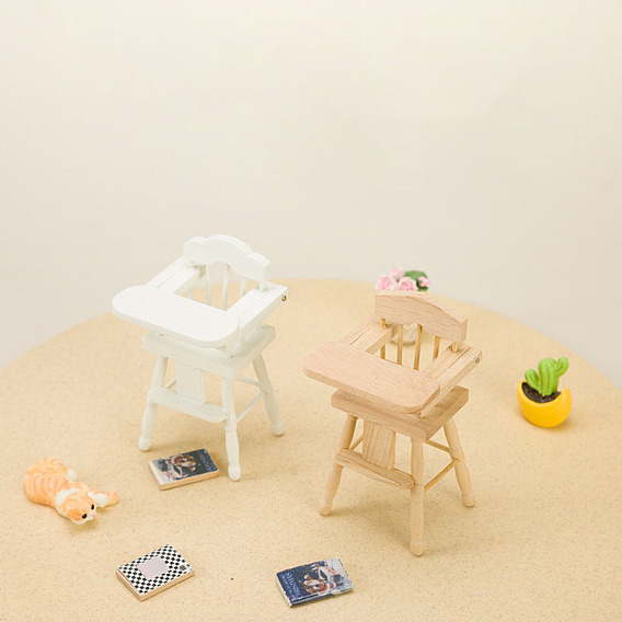 Деревянный стульчик для кормления мини-модель, аксессуары для кукольного домика с микро-ландшафтом, притворяясь опорными украшениями