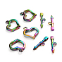 Ion Plating(IP) 304 Stainless Steel Toggle Clasps, Heart & Arrow