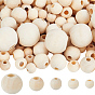 400 pcs 5 styles perles en bois naturel non fini, perles de macramé, perles rondes en bois à gros trous pour la fabrication artisanale