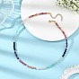 Natural Rhodonite & Tourmaline & Amethyst & Amazonite & Lapis Lazuli& White Jade & Rose Quartz Faceted Round Beaded Necklaces, with 304 Stainless Steel End Chains, Golden