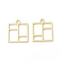 Rack Plating Alloy  Square with Rectangle Pattern Open Back Bezel Pendants, For DIY UV Resin, Epoxy Resin, Pressed Flower Jewelry,  Cadmium Free & Nickel Free & Lead Free