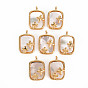 Natural Shell Pendants, with Brass Findings, Long-Lasting Plated, Cadmium Free & Lead Free, Rectangle & Cross