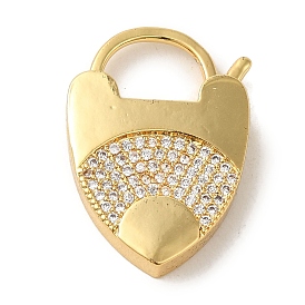 Brass Micro Pave CLear Cubic Zirconia Clasps, Shield