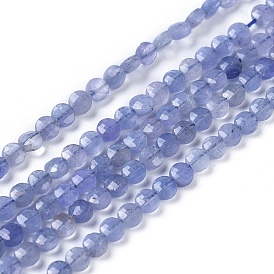 Natural Tanzanite Beads Strands, Faceted, Flat Round