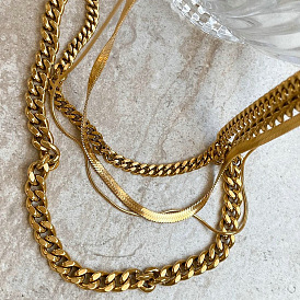 Élégant collier unisexe en chaîne serpent en acier titane plaqué or - durable et polyvalent !