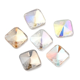 K5 Glass Rhinestone Cabochons, Flat Back & Back Plated, Faceted, Square