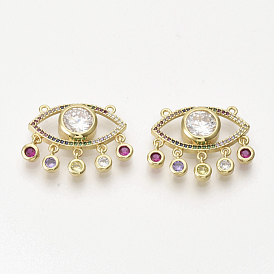 Brass Micro Pave Cubic Zirconia Pendants, Cadmium Free & Lead Free, Eye, Colorful
