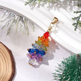 Chakra Theme Acrylic Pendants, with Golden 201 Stainless Steel Snap on Bails and Alloy Beads, Christmas Tree & Star