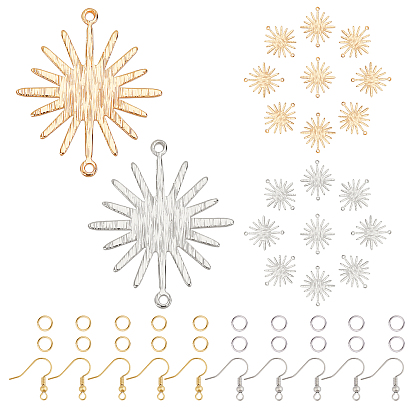 80шт 6 стиль латунные соединители солнечного затмения, долговечный, Латунные крючки для сережек, железа открыты кольца прыжок