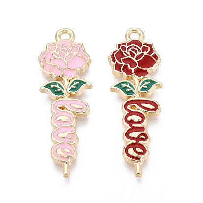 Подвески из эмали и сплава, Подвески в виде цветов и слов, символизирующие любовь., золотые, без кадмия, без никеля и без свинца