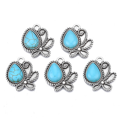 Синтетическая бирюза подвески оправы под эмаль, с aolly выводами, без кадмия, без никеля и без свинца, слеза