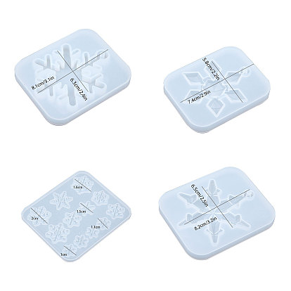 DIY Snowflake Pendant Making, with Silicone Pendant Molds & Measuring Cup, Plastic Transfer Pipettes, Latex Finger Cots, for Christmas