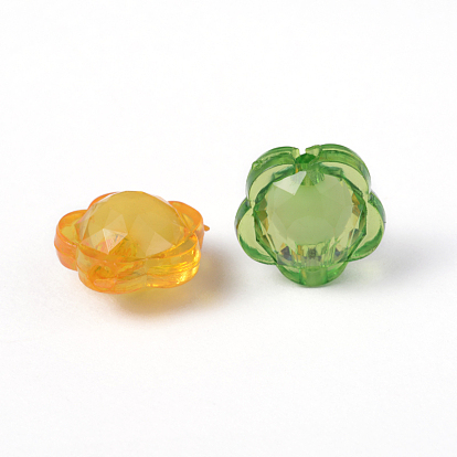 Transparent Acrylic Beads, Bead in Bead, Faceted, Flower, 12x13x8mm, Hole: 2mm, 1000pcs/500g