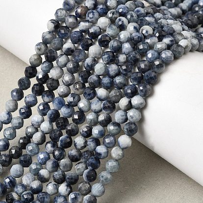 Натуральные сапфировые бисерные пряди, круглые, граненые