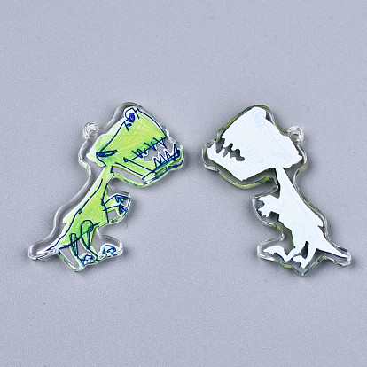 Transparent Printed Acrylic Pendants, Dinosaur Shape