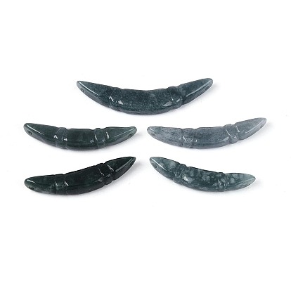 Натуральный бирманский нефрит в форме полумесяца, резной соединительный элемент.