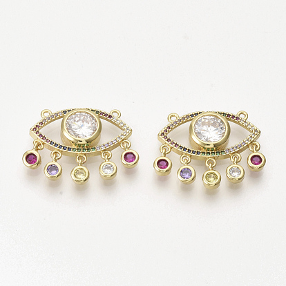 Brass Micro Pave Cubic Zirconia Pendants, Cadmium Free & Lead Free, Eye, Colorful