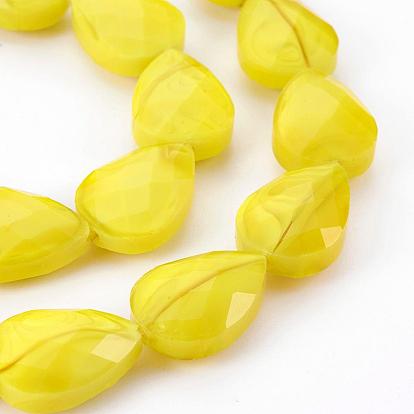 Electroplate Glass Bead Strands, Faceted Teardrop, 18x13x9mm, Hole: 1mm, about 20pcs/strand, 13.7 inch