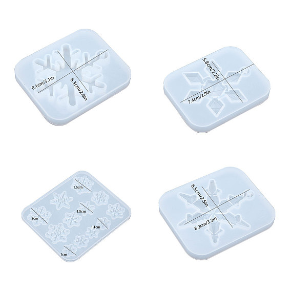 DIY Snowflake Pendant Making, with Silicone Pendant Molds & Measuring Cup, Plastic Transfer Pipettes, Latex Finger Cots, for Christmas