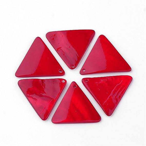 Freshwater Shell Pendants, Dyed, Triangle