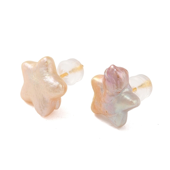 Серьги-гвоздики из стерлингового серебра, с натуральной жемчужиной, украшения для женщин, звезда