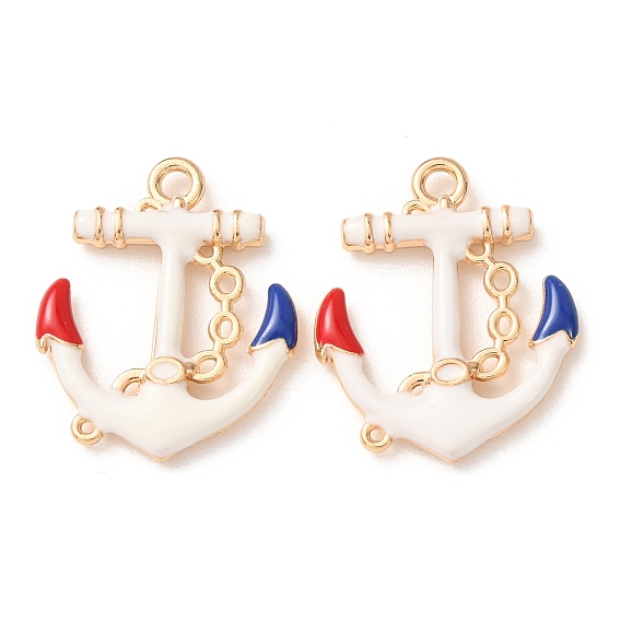 Pendentifs en émail , charmes d'ancre et de barre, or, crémaillère plaquage, sans cadmium et sans nickel et sans plomb