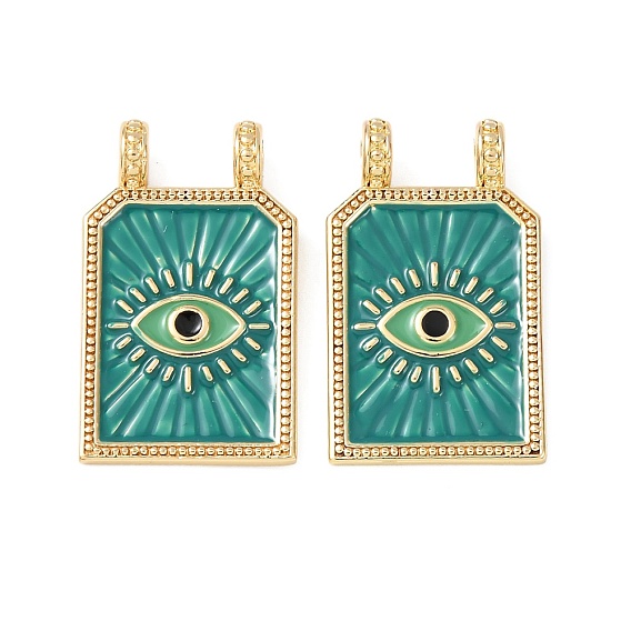 Латунные подвески, с эмалью, прямоугольник с оберегами от сглаза, без кадмия и без свинца, стойки покрытие, долговечный