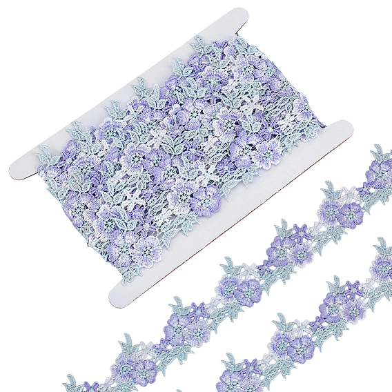 5ярдов полиэстеровой цветочной кружевной ленты, Цветочная отделка для украшения свадебного платья, с картой дисплея 1pc картона