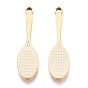 304 Stainless Steel Enamel Pendants, Badminton Racket Charms, Ion Plating(IP), Long-Lasting Plated, Golden