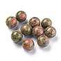 Natural Unakite Beads, Gemstone Sphere, No Hole/Undrilled, Round