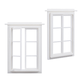 2pièces d'ornements miniatures de fenêtre en pla, pour accessoires de maison de poupée de jardin