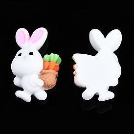 Opaque Resin Cabochons, Rabbit with Carrots