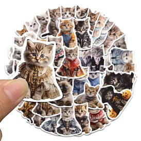 50Pcs Cat Shape PVC Self Adhesive Stickers, Waterproof Decals for Laptop, Bottle, Luggage Decor