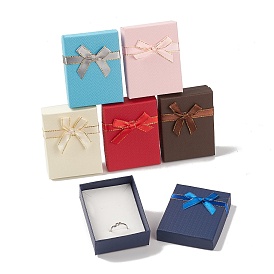 Boîtes d'ensemble de bijoux en carton, rectangle avec bowknot