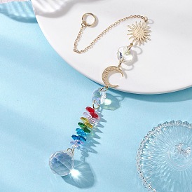 Стеклянные круглые и восьмиугольные бусины подвесные ловцы солнца, звенья из латуни и нержавеющей стали «луна, солнце» для наружного и садового декора