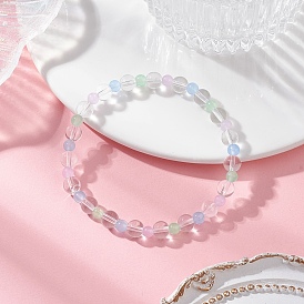 Браслеты из натуральных окрашенных малайзийских нефритов и синтетических кварцевых кристаллов с круглыми бусинами для женщин