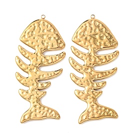 Текстурированные 304 большие подвески из нержавеющей стали, амулет из рыбьей кости