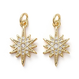 Латунные микропаве прозрачные подвески с фианитом, с прыжковых колец, звезда