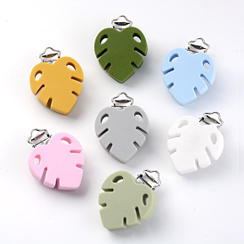 Пищевые экологически чистые силиконовые зажимы для детской соски, с 304 зажимами из нержавеющей стали, лист, цвет нержавеющей стали