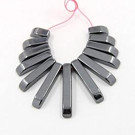 Non-magnetic Hematite Beads Strands, Graduated Beads, Rectangle, 10~27x4~5x4mm, Hole: 1mm